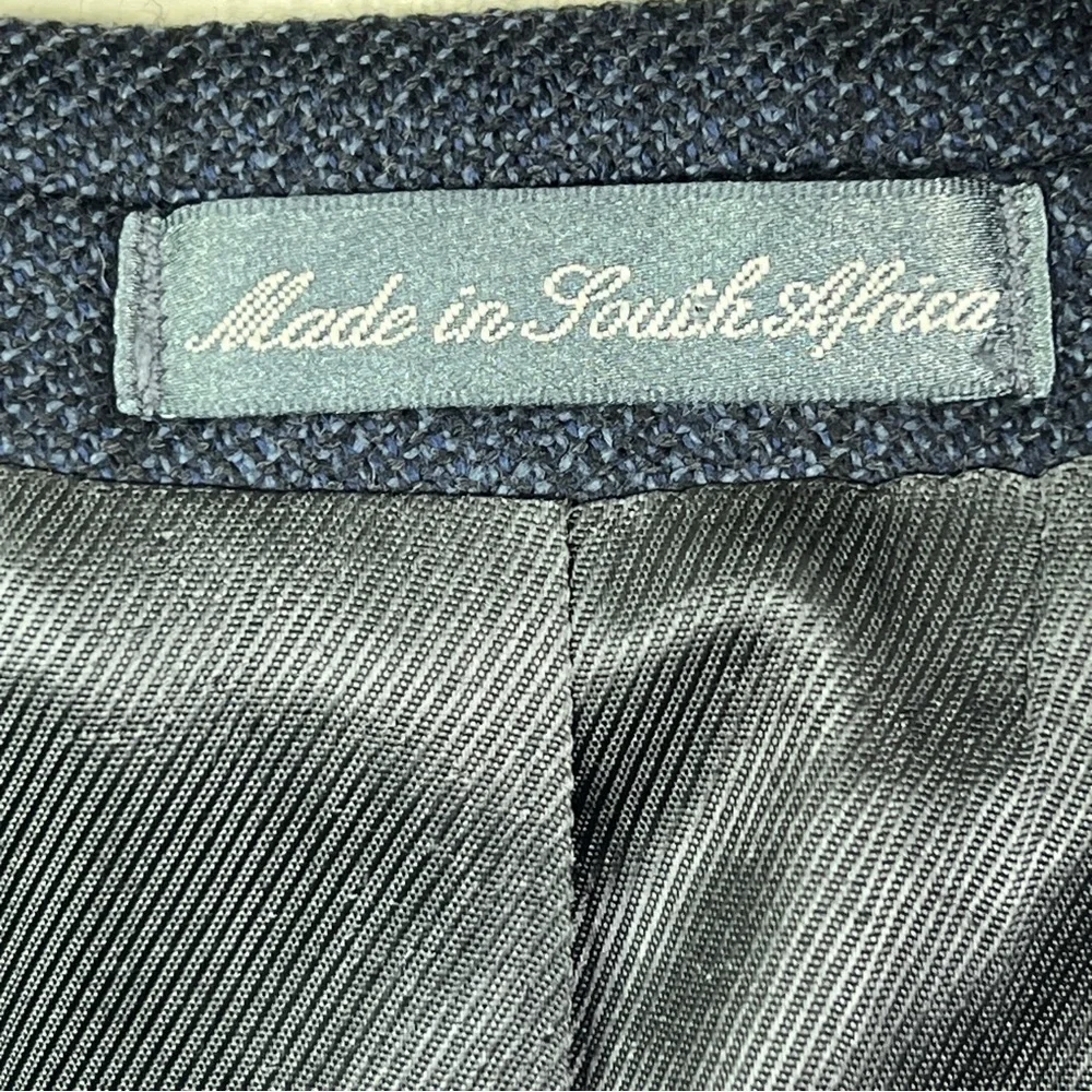 Oscar De La Renta Blue Wool Cashmere Blazer Sport Coat Window Pane  Print 38R